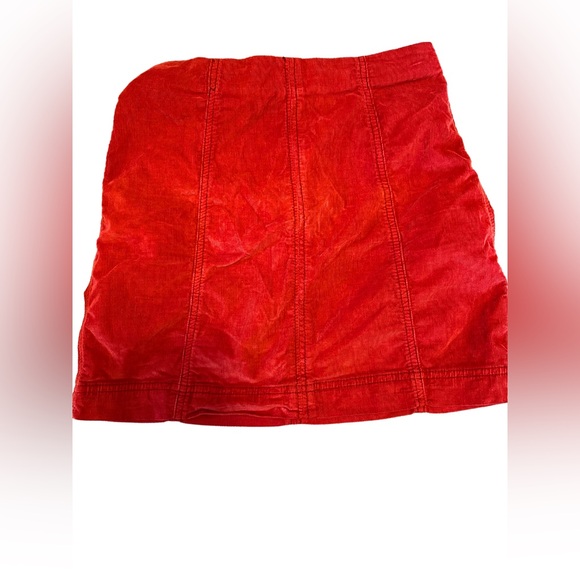 Free People Orange Corduroy Zipper Up Mini Skirt Sz 4 - Picture 3 of 5